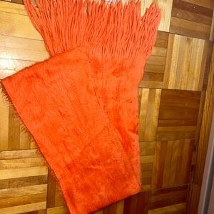 Vibrant Orange Fringe Scarf